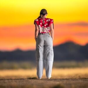 Women's Y2K Cargo Pants ✨ hight rise‎ 1990's  Unique gray color